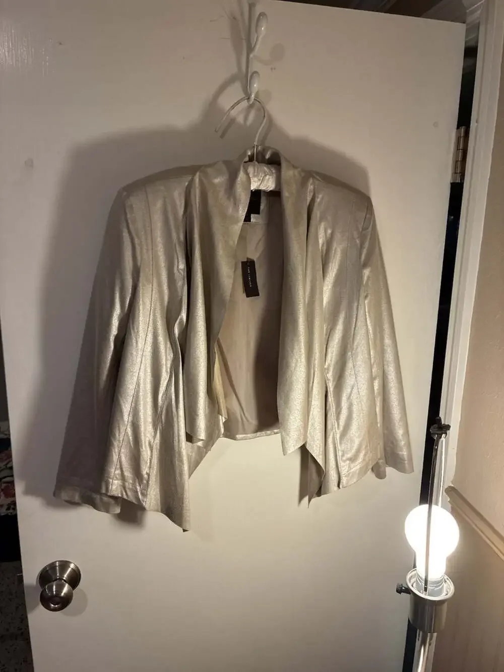 The Limited Metallic Gold Faux Leather Blazer Jacket, Size S